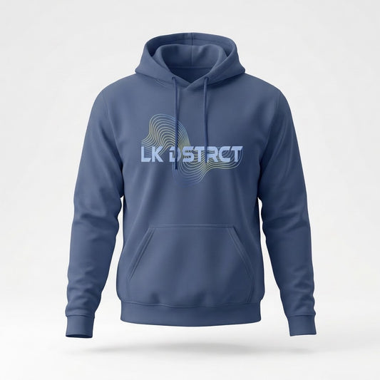 LK DSTRCT personalised Lake District hoodie by Wandrhood with topographic fell design