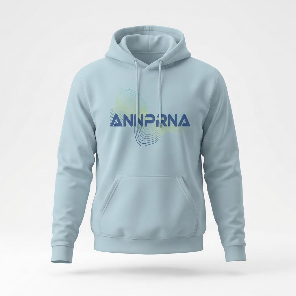 ANNPRNA personalised Annapurna hoodie by Wandrhood with topographic Himalayan design