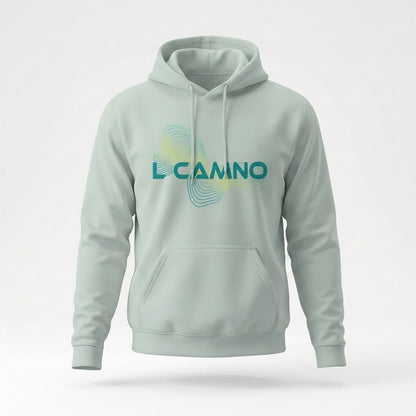L CAMNO personalised Camino de Santiago hoodie by Wandrhood with topographic route design