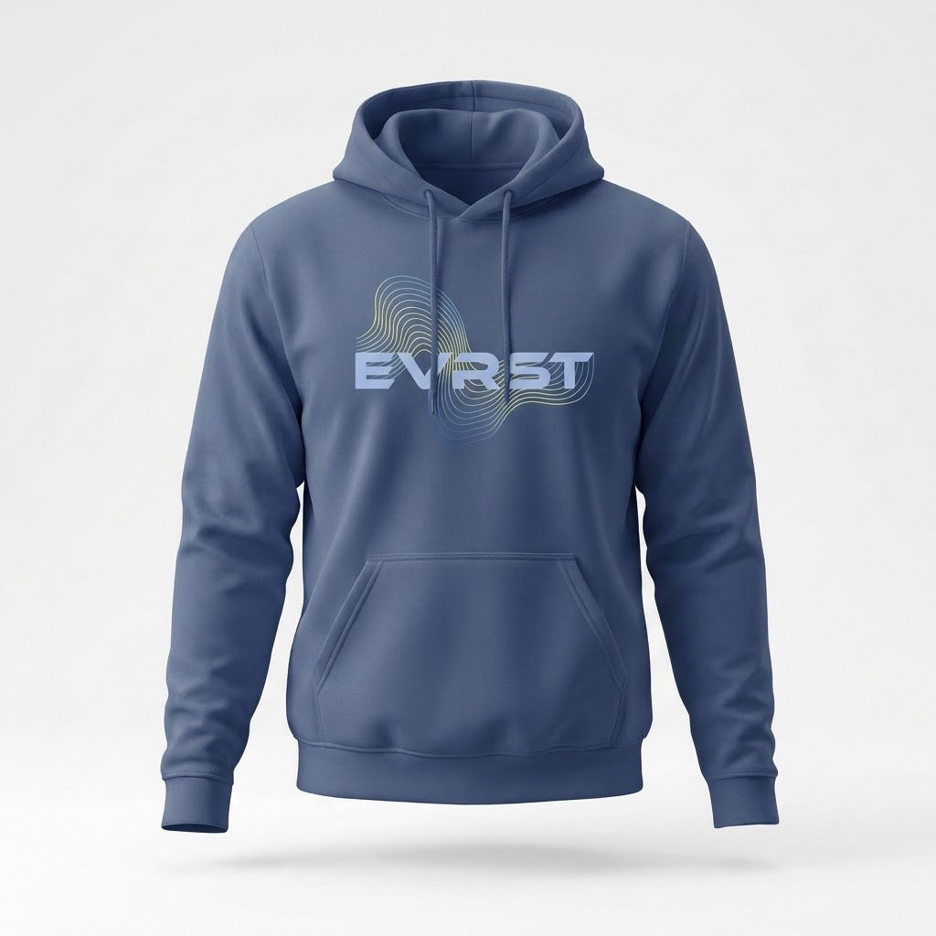 EVRST personalised Everest hoodie by Wandrhood with topographic mountain design